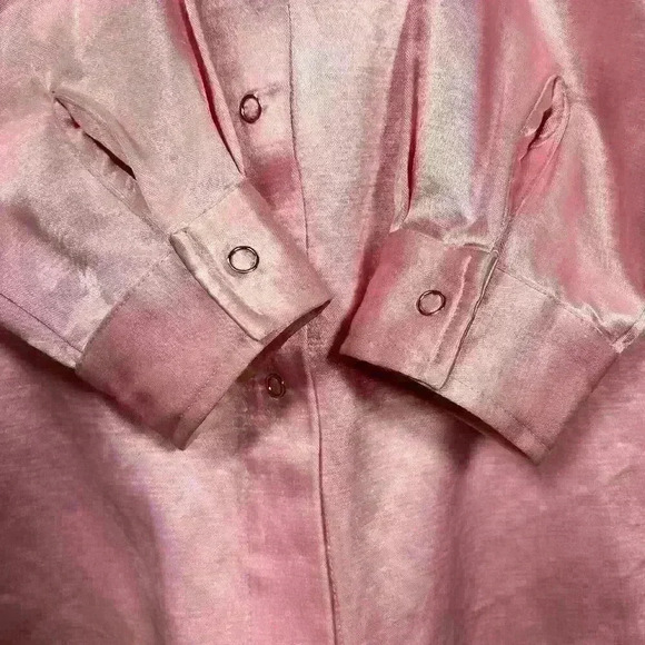 VINTAGE Newport News Silky Button Up Pajama Style Oversized Blouse Women Small - Picture 4 of 12